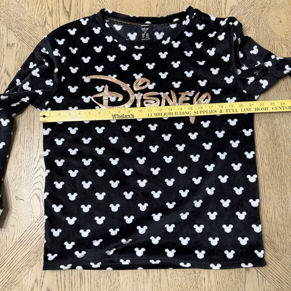 Disney Black Mickey Mouse Head Print Long Sleeve Top‎ Medium - Picture 5 of 7